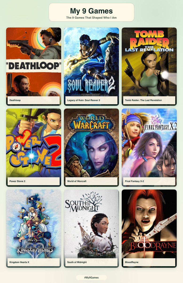 Paacreek's tweet photo. Nine games that shaped me 😭 a bitch loves a sequel apparently https://t.co/woXKfAhOJC