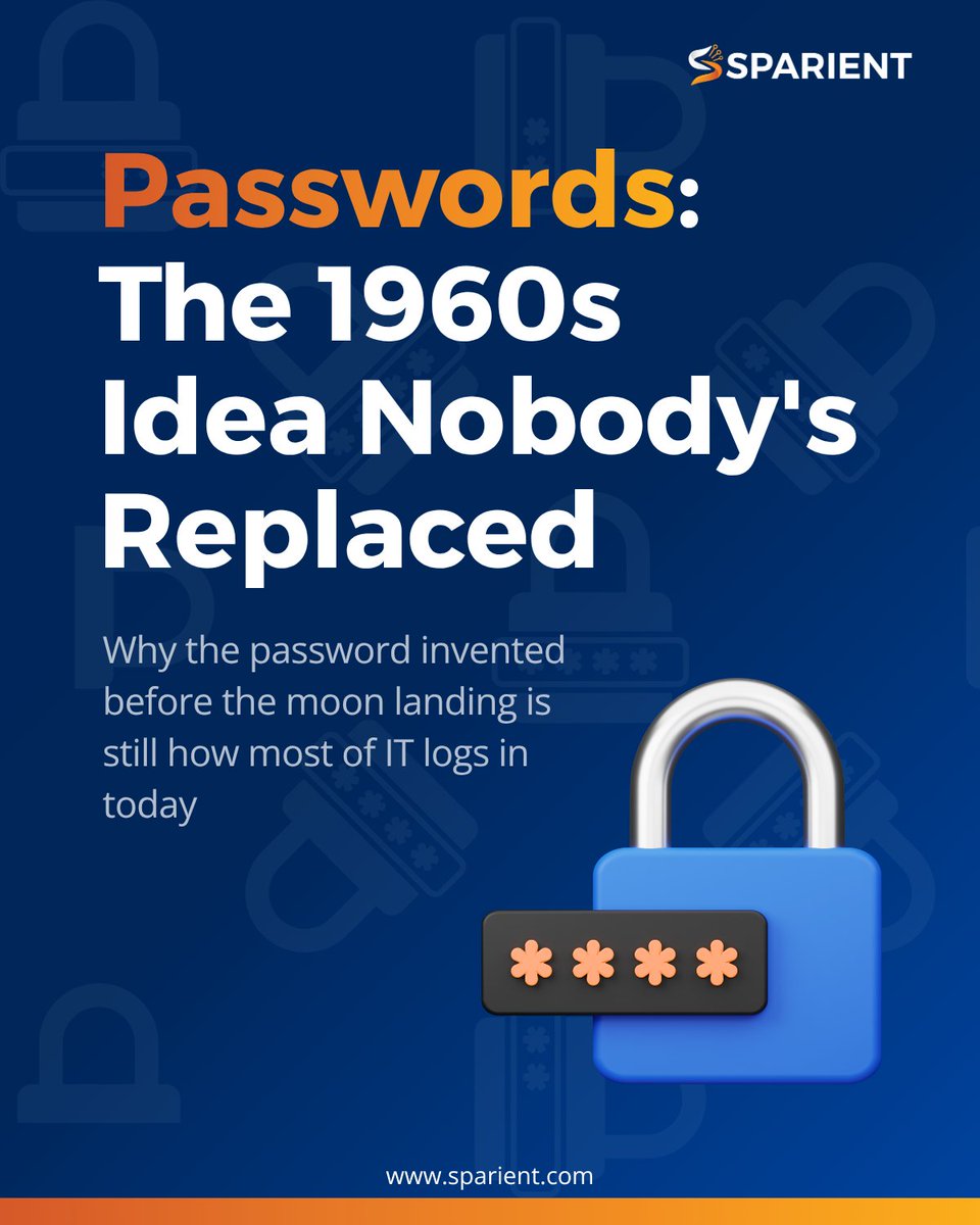 Sparientinc's tweet photo. 🔐 Passwords are older than the moon landing! 🌕🚀

Born at MIT in 1961 to keep researchers’ files private, this simple fix became a pillar of modern cybersecurity. 💻

#Cybersecurity #TechHistory #Sparient https://t.co/wPeo7fGmvc