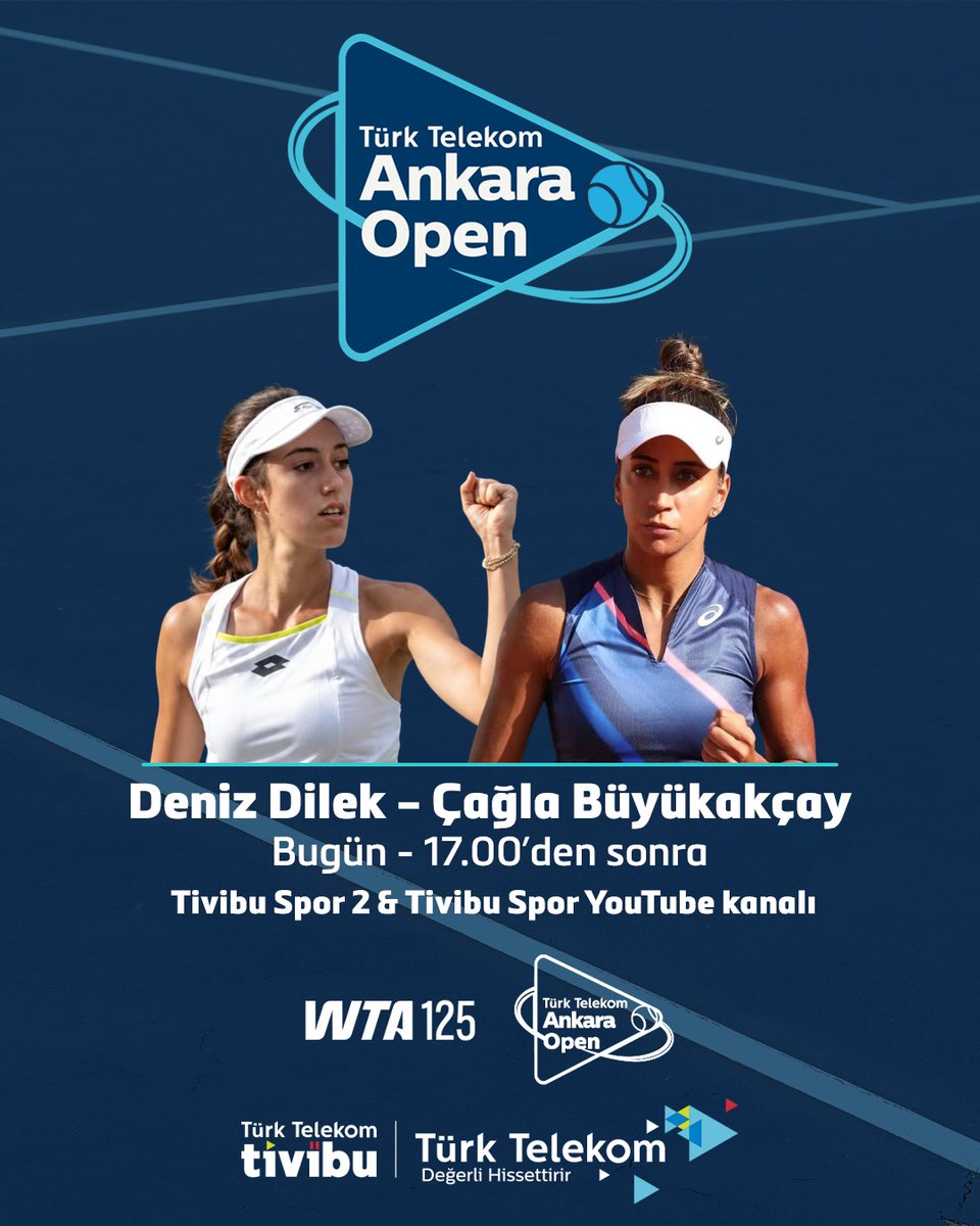 tivibuspor's tweet photo. Türk Telekom Ankara Open'da Deniz Dilek - Çağla Büyükakçay karşılaşması 17.00'den itibaren Tivibu Spor 2 ve Tivibu Spor YouTube kanalında!  

Canlı yayın👇
https://t.co/FnBR0Fr3aN https://t.co/oGpIzd1VVQ