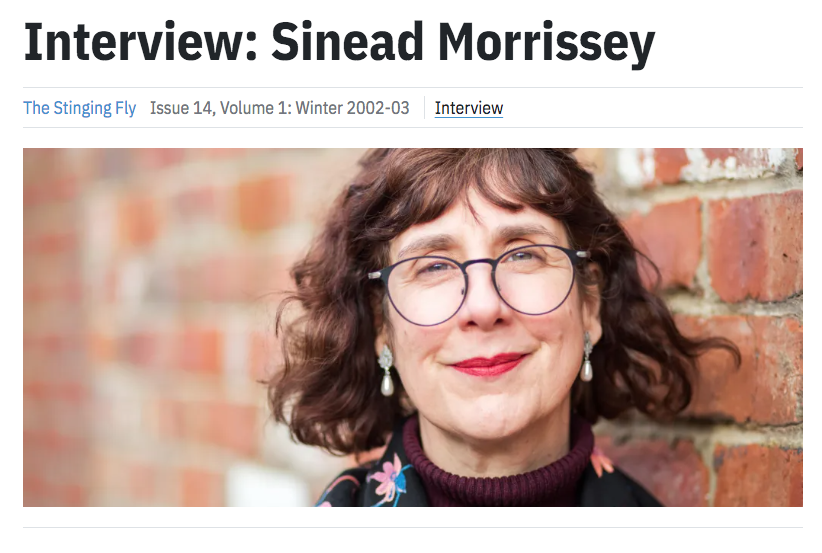 stingingfly's tweet photo. Autumn has arrived 🍂🍁 And with it our first poetry craft seminar as part of our Second Tuesday Series ✨️ We are delighted to have Sinéad Morrissey back to deliver the seminar entitled "Writing from the Inside: On Immediacy of Poetic Address".

Sinéad was interviewed by Declan Meade in September 2002 following the publication of her second poetry collection Between Here and There (2002).  
Read the interview in advance of the seminar:
https://t.co/lkDrxvz8pu

The seminar will be held via Zoom on Tuesday October 13th from 7pm – 8.30pm.