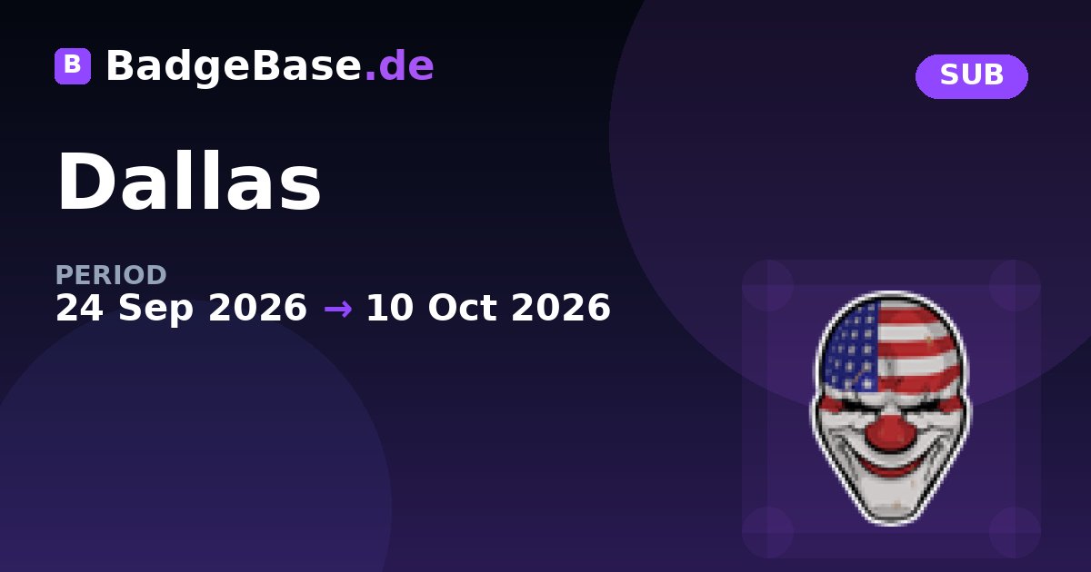 BadgeBaseDE's tweet photo. Twitch global badge now available: Dallas

This badge was earned by subscribing or gifting a sub to a streamer in the PAYDAY 3 category https://t.co/6QBTXhj4iW