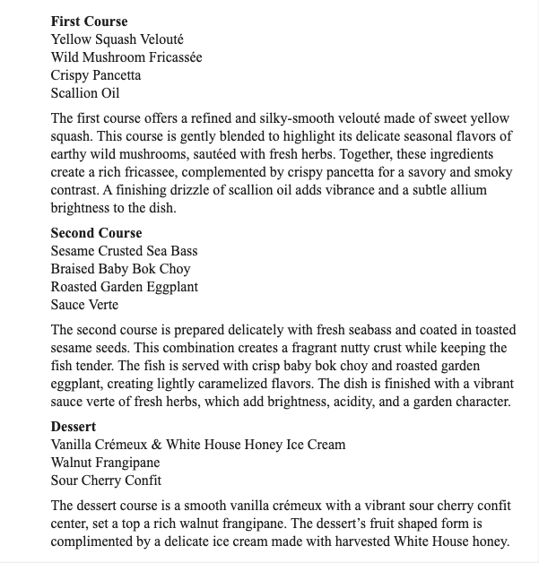 aidnmclaughlin's tweet photo. The menu for Trump and Xiโs state dinner tonight, via Melaniaโs office.
Christopher Macchio, Trumpโs favorite tenor, is performing. https://t.co/q2TOi2kMqA