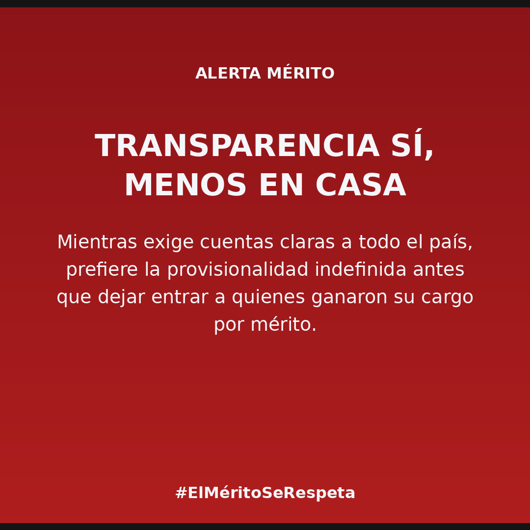MeritoSeRespeta's tweet photo. Mientras la Contraloría @CGR_Colombia EXIGE transparencia a la institucionalidad, en su propia casa prefiere la provisionalidad indefinida antes que dejar entrar a quienes ganaron su cargo por mérito. #ElMéritoSeRespeta

¿Quién vigila al vigilante? #ElMéritoSeRespeta https://t.co/zMeH1mdAgw
