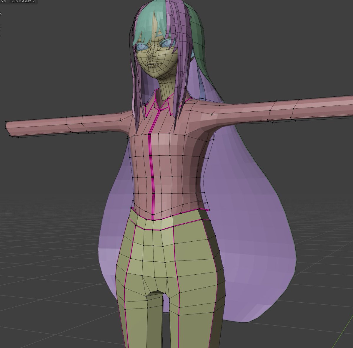 a_wo_'s tweet photo. 結局まだ服の作り方が分かっていません……
目指しているのがシンプルなデザ��ンなので、このまま進めてもそれっぽくはできそう。
でも、上達を考えると、シンプルなデザインだからこそ基本を押さえて勉強しやすいだろうなとも思うところ。

型紙から作るのか、スカルプトからリトポロジーするのか…… https://t.co/AZZOTfCv9S