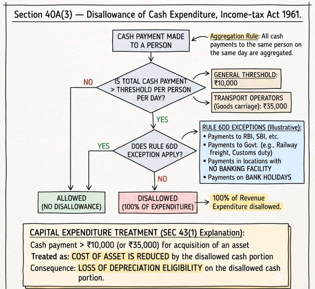 akhilpachori's tweet photo. Section 40A(3) - Disallowance of Cash Expenditure, Income Tax Act, 1961