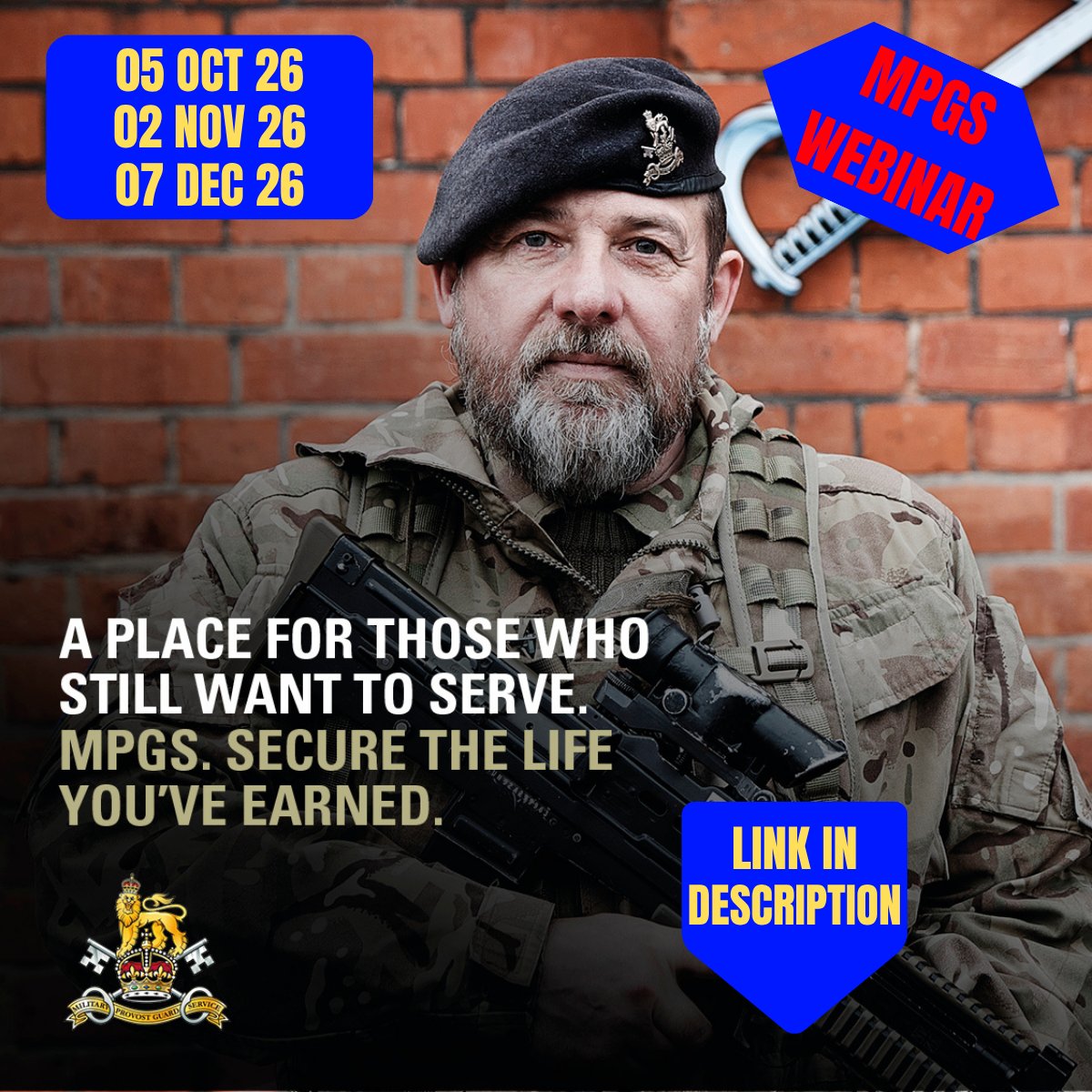 _BFRS_'s tweet photo. COULD MPGS BE YOUR NEXT CAREER MOVE?

Register here:
https://t.co/msl1d7PTsK

#MPGS #ArmedForcesCommunity #ServiceLeavers #MilitaryCareers #Veterans #CareerTransition #Recruitment #Webinar https://t.co/2gRiz4Wxu7