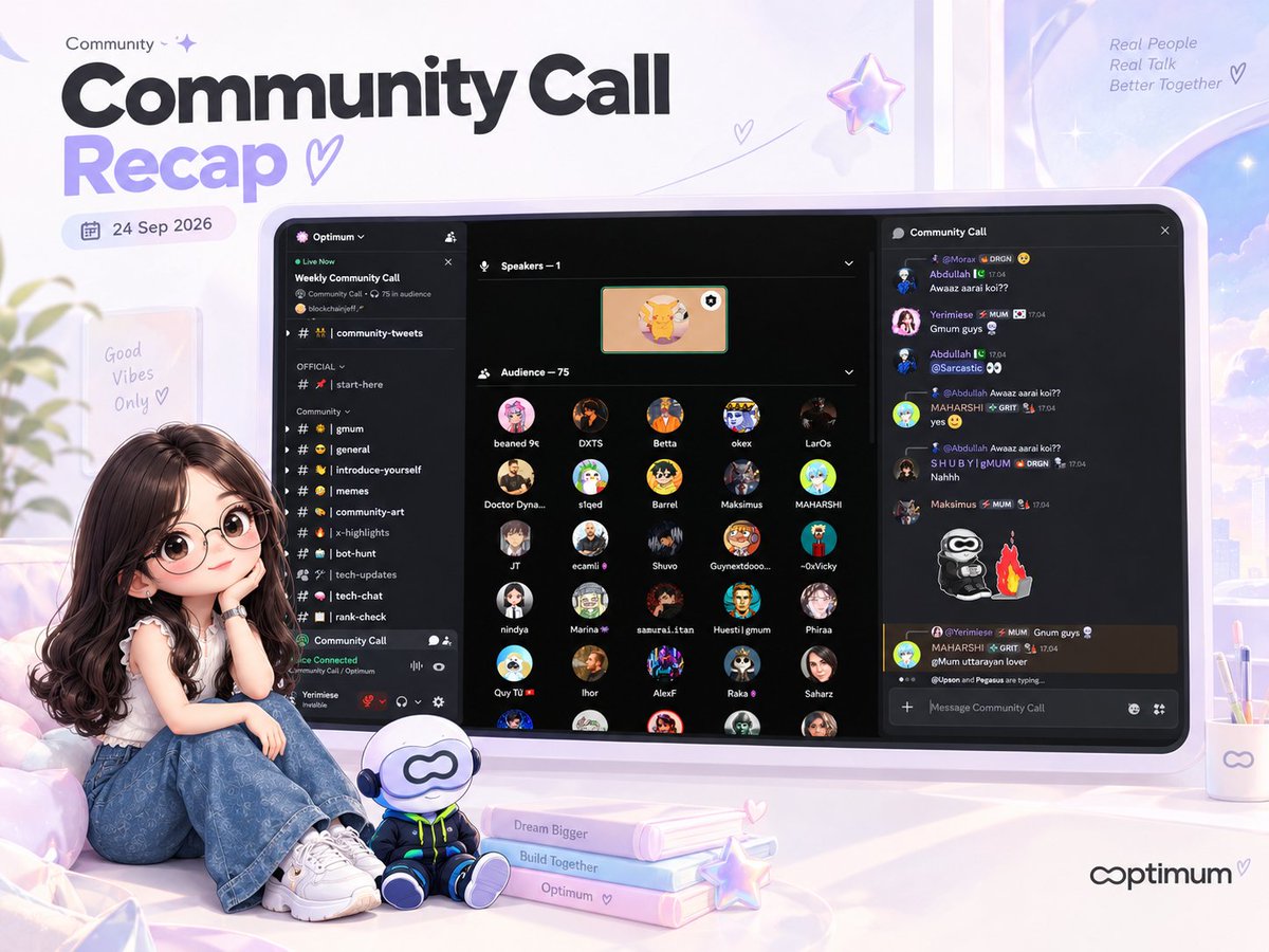 Yerimieseonee's tweet photo. 🧵 Quick recap of key takeaways from @get_optimum Community Call (Sept 24)!

Here is everything you need to know about what the team is working on, from global events to major development milestones. 👇 https://t.co/XbrhZREadv