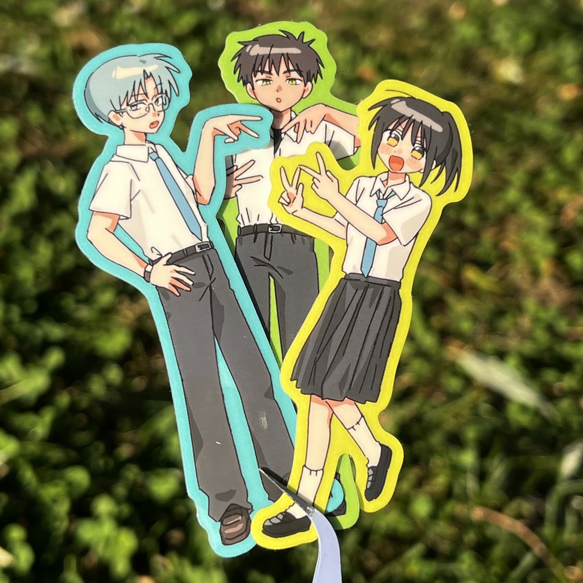 Oz_yarimasu's tweet photo. 3人でひとつの星を作るｸﾘｱステッカーとｷﾞﾗｷﾞﾗステッカー https://t.co/xJcVe9A8UO
