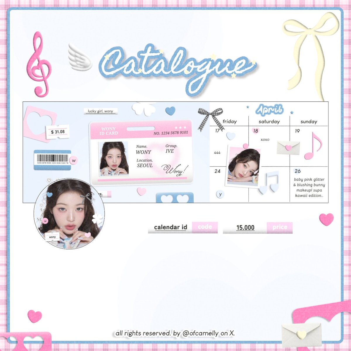 ofCamelly's tweet photo. 🎀💭 ౿ ⊹ boleh bantu rt? mamacii~ 🩷

Semua layout Wony dibawah ini UFS ya dengan harga 15k / satuannya, buat yang mau take bisa langsung  DM akuu ;3

tag. #bealanja https://t.co/7yv3aHEfPB