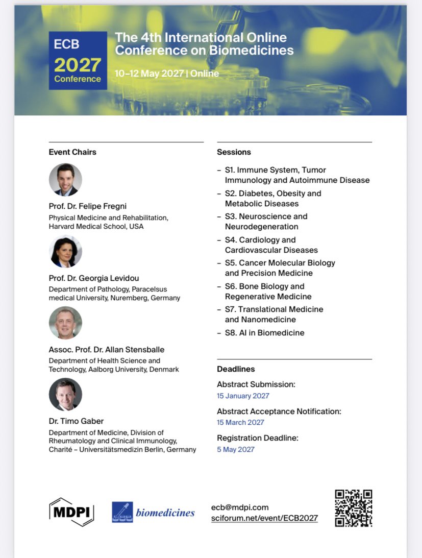 Bacci8Stefano's tweet photo. The 4th International online conference on Biomedicine ECB 2027  Conference https://t.co/O7b5EaVSMp