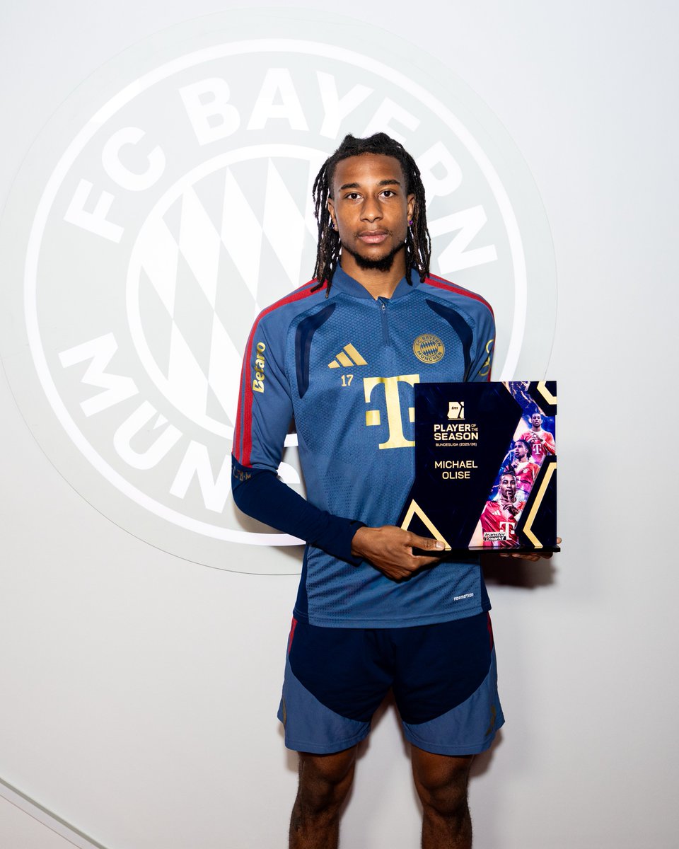 FCBayernEN's tweet photo. 🏆 𝑷𝑳𝑨𝒀𝑬𝑹 𝑶𝑭 𝑻𝑯𝑬 𝑺𝑬𝑨𝑺𝑶𝑵 🌟

Congratulations to Michael Olise on winning the @Transfermarkt Player of the Season award for 2025/26! 👏

All info: https://t.co/km3UTMEZ6Y https://t.co/sJ49tJtEme