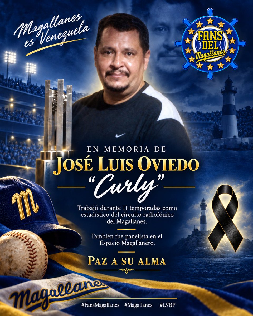 fansmagallanes's tweet photo. En memoria de José Luis Oviedo @joseovi quien laboró por 11 temporadas con Magallanes y era panelista en el #EspacioMagallanero. Que en paz descanse.

#FansMagallanes #Magallanes #LVBP https://t.co/7HbY08uNj2