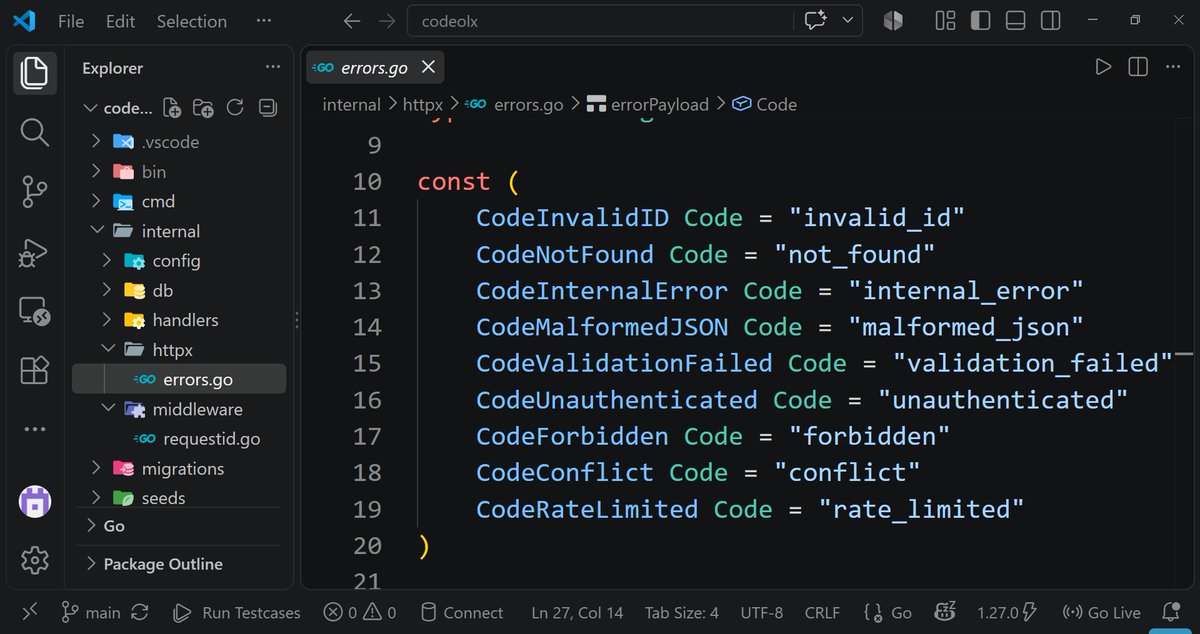 ankitsinghtwt's tweet photo. Day 7: Golang monolith mastery by @codersGyan  

Key takeaways:

1. Standardized error envelopes

2. Middleware integration

https://t.co/T0wV0JlAKd https://t.co/q5q59MeNjl