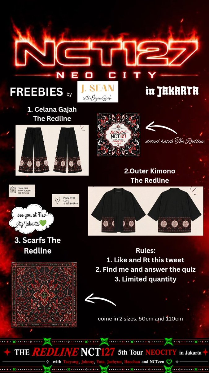 IkiBojoneJsuh's tweet photo. NCT 127 5th Tour The Redline in Jakarta freebies by : @IkiBojoneJsuh 

rules as in the poster......

Indonesia Arena, Jakarta 3 oktober 2026
time and place tba. 

See yaaa💚💚 https://t.co/8tDlsnWaah