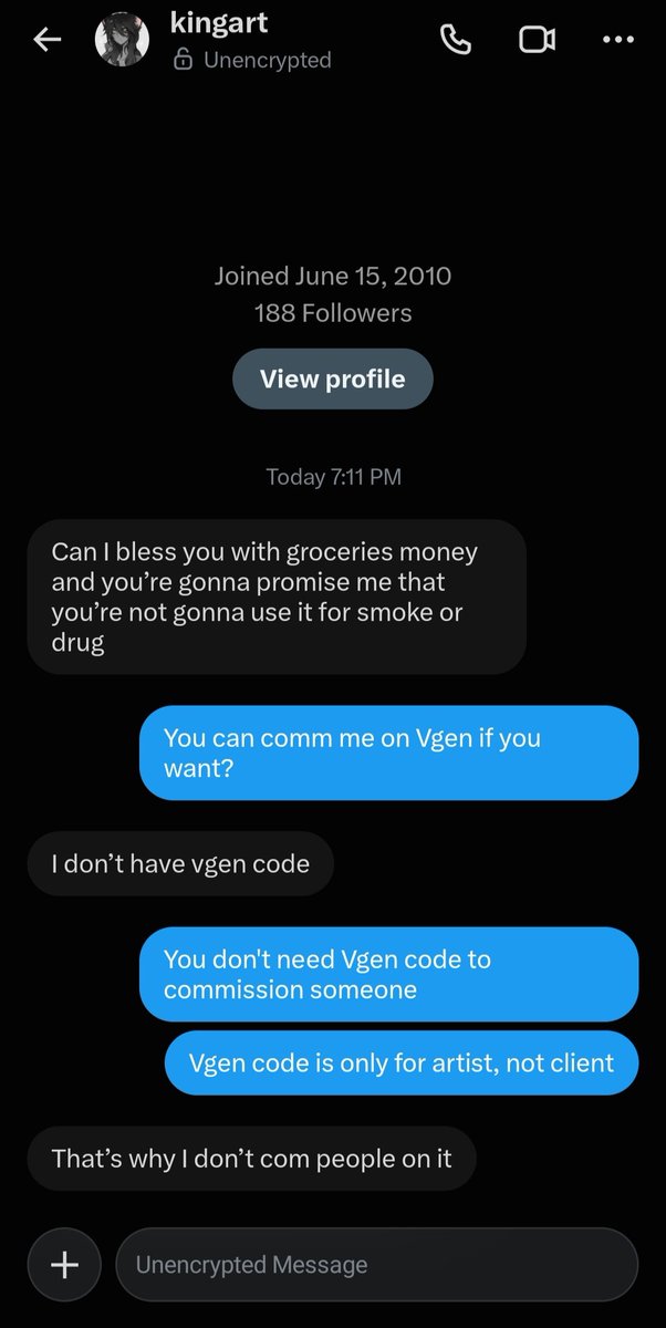 a_reyartistry's tweet photo. ‼️Awareness post!‼️

This account seemed suspicious and was asking for Vgen code which could be detrimental if it turns out to be a scammer, so I am just going to put it out here, so investigate to see if true

Please interact with this post to spread it  #artmoots #scam #scammer https://t.co/HxEvQFBmb9