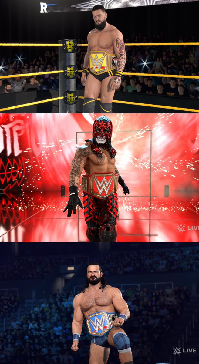 LaureeeXO's tweet photo. And here we have the mens champions for my universe mode which includes an NXT Universal Championship. Lets go back🤪🤪🍭 #WWE2K26 https://t.co/gvUxasJEGs
