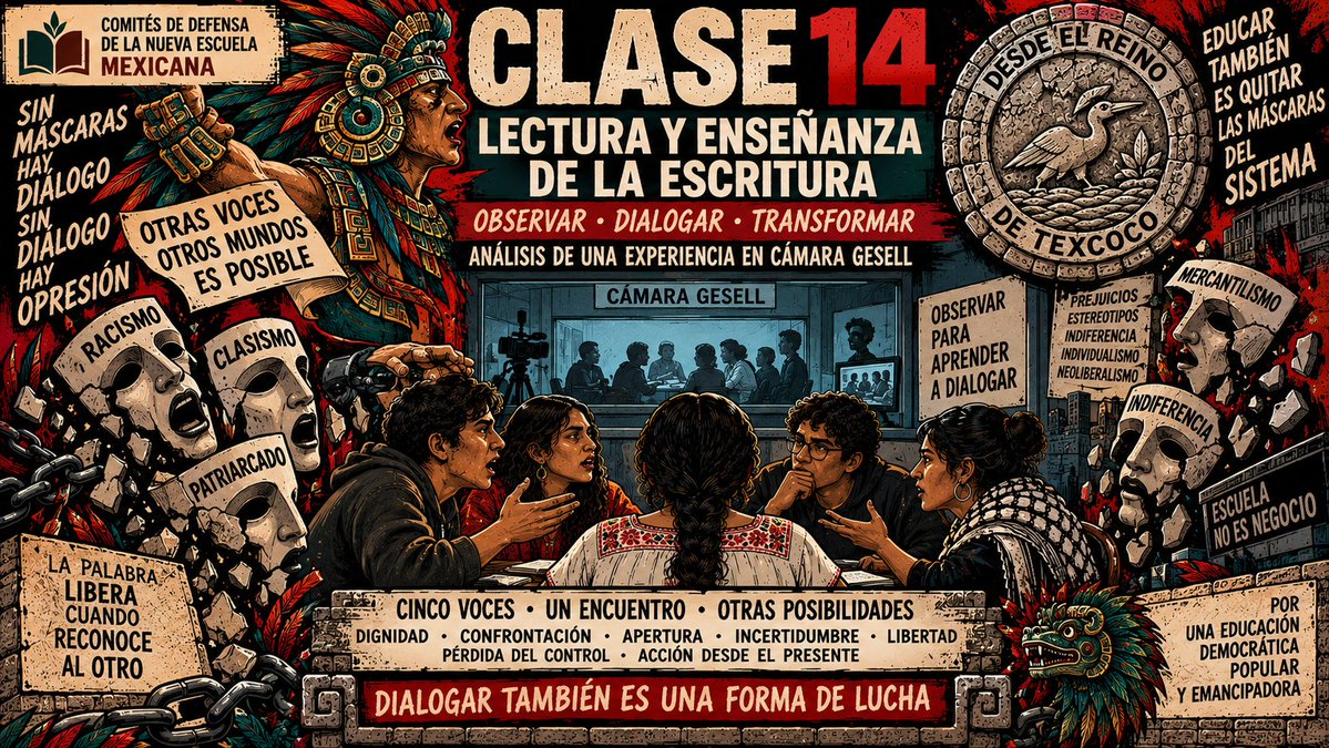 MarxArriaga's tweet photo. ¡Desde el reino de Texcoco; Tosepan titataniske!

Más tarde, a la 1:00 pm, se desarrollará la clase 14 de la asignatura: "Lecturas y enseñanza de la escritura".

Sigan la transmisión en:
https://t.co/AoVsJK9NVf https://t.co/xAH42bb8Z9