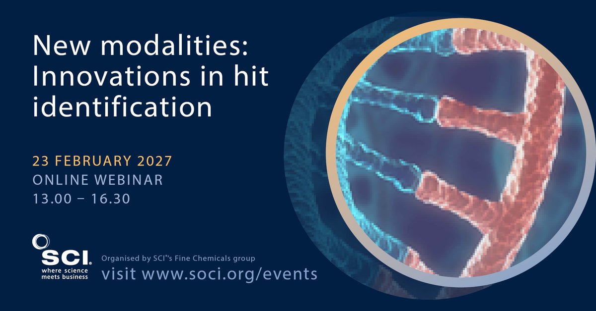 SCIupdate's tweet photo. 📢 Register now! https://t.co/diF4t4CSzw
Discover how cutting-edge hit identification technologies are accelerating lead generation and unlocking previously intractable drug targets. Hear from world-class scientists at SCI's New Modalities online symposium. https://t.co/xv8Bdxrfda