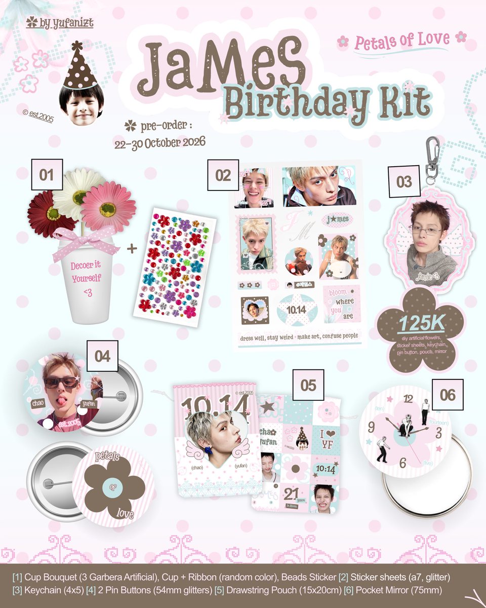 yufanizt's tweet photo. 🌷 JAMES 21st BIRTHDAY KIT 🌷
ꫂ❁ . . . by @yufanizt

A little something from Petals of Love to celebrate James' birthday ♡

🎀 Pre-Order : 22/09 - 30/09
📂 more details on gform ⤵️
🔗 : https://t.co/qBd8wuneEC

#JAMES #제임스 #코르티스 https://t.co/H1zpqFo4C2