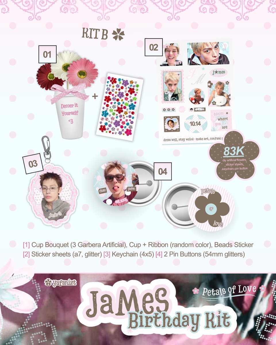 yufanizt's tweet photo. 🌷 JAMES 21st BIRTHDAY KIT 🌷
ꫂ❁ . . . by @yufanizt

A little something from Petals of Love to celebrate James' birthday ♡

🎀 Pre-Order : 22/09 - 30/09
📂 more details on gform ⤵️
🔗 : https://t.co/qBd8wuneEC

#JAMES #제임스 #코르티스 https://t.co/H1zpqFo4C2