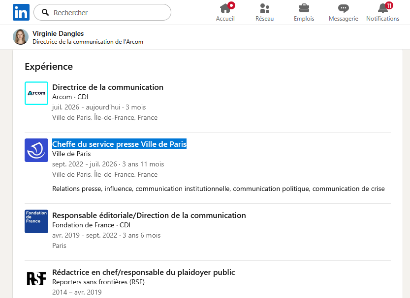 ojim_france's tweet photo. 🚨"L’ARCOM est bien le bras armé d’officine d’extrême gauche" : la nouvelle directrice de la communication de l'ARCOM était auparavant membre de l'équipe de communicants d'ANNE HIDALGO et rédactrice en chef de REPORTERS SANS FRONTIÈRES. https://t.co/lLgNj0aaBj