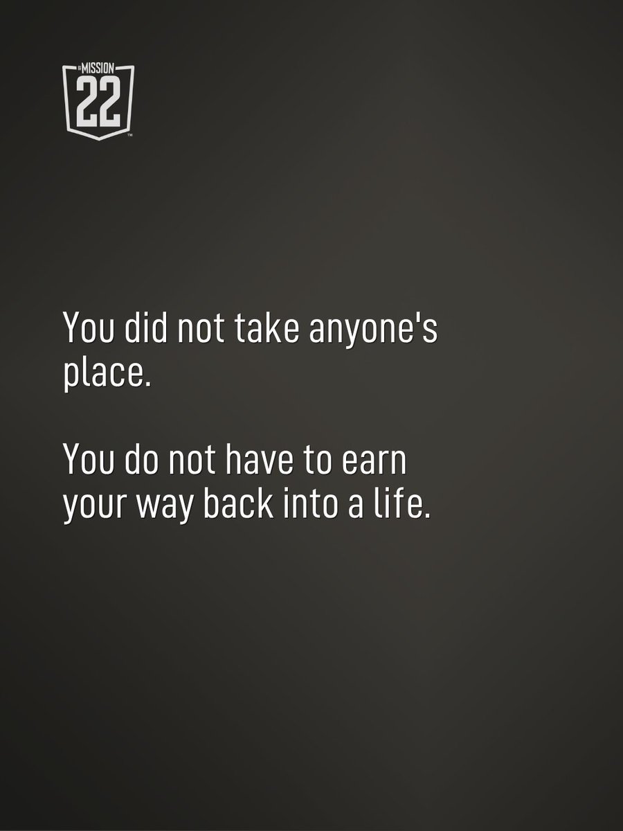 Mission22's tweet photo. Nobody talks about this one out loud.
You can talk about the sleep, the anger, the jumpiness. You cannot talk about the part where you are not sure you were supposed to make it back.
You did not take anyone's place.
Crisis Line: 988, Press 1.
#Mission22 #SurvivorsGuilt https://t.co/pIKwO8My8q