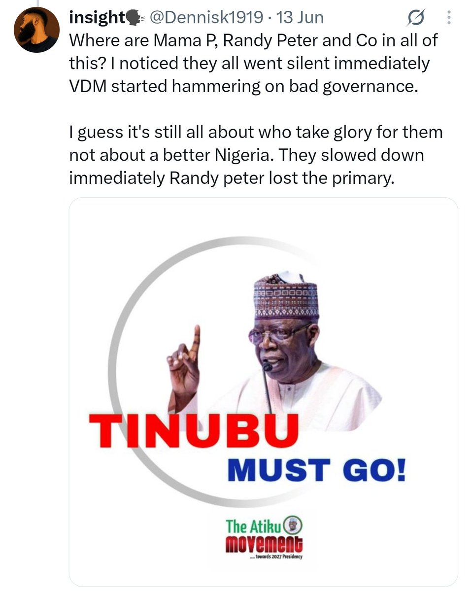Dennisk1919's tweet photo. Guys, check the dates I made these two posts.

I made those posts when I noticed that immediately VDM started speaking out against bad governance and protesting with the Ratels, most of the big accounts and Obidients went silent as if it was none of their business. Hypocrites! https://t.co/p8YZ5XynKx