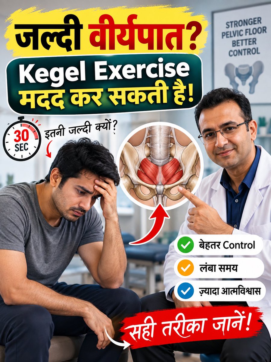 shabbir553's tweet photo. जल्दी वीर्यपात? 🤔
क्या Kegel Exercise सच में मदद कर सकती है? हर पुरुष के लिए ज्यादा Kegel सही नहीं होती—कुछ लोगों को relaxation और coordination की जरूरत हो सकती है।
जानें सही भूमिका और सावधानियाँ 👇
https://t.co/NdB46B8Fov
#MensHealth #KegelExercise #Physiotherapy https://t.co/TaGzufyKMC