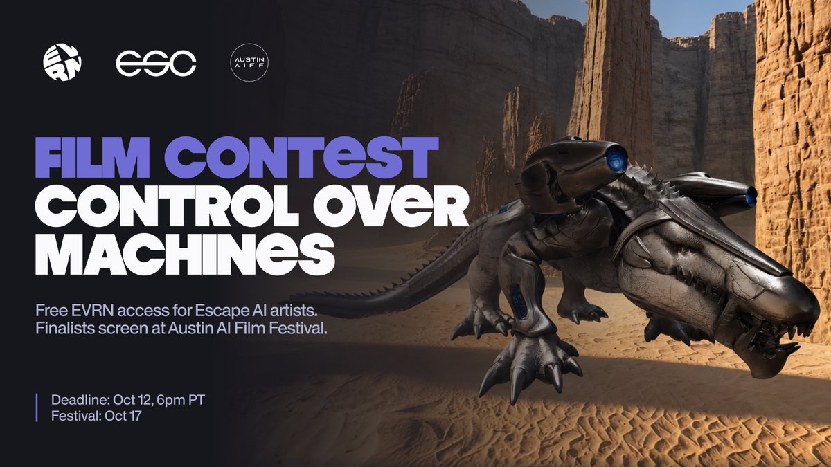 evrn_world's tweet photo. Friends, we're giving away free access to @evrn_world to make a short film, in partnership with @escapeaimedia over a subject that is dear to our hearts: CONTROL OVER MACHINES.

Application link: https://t.co/LXgkYF4nr9 https://t.co/ART5dzYcav