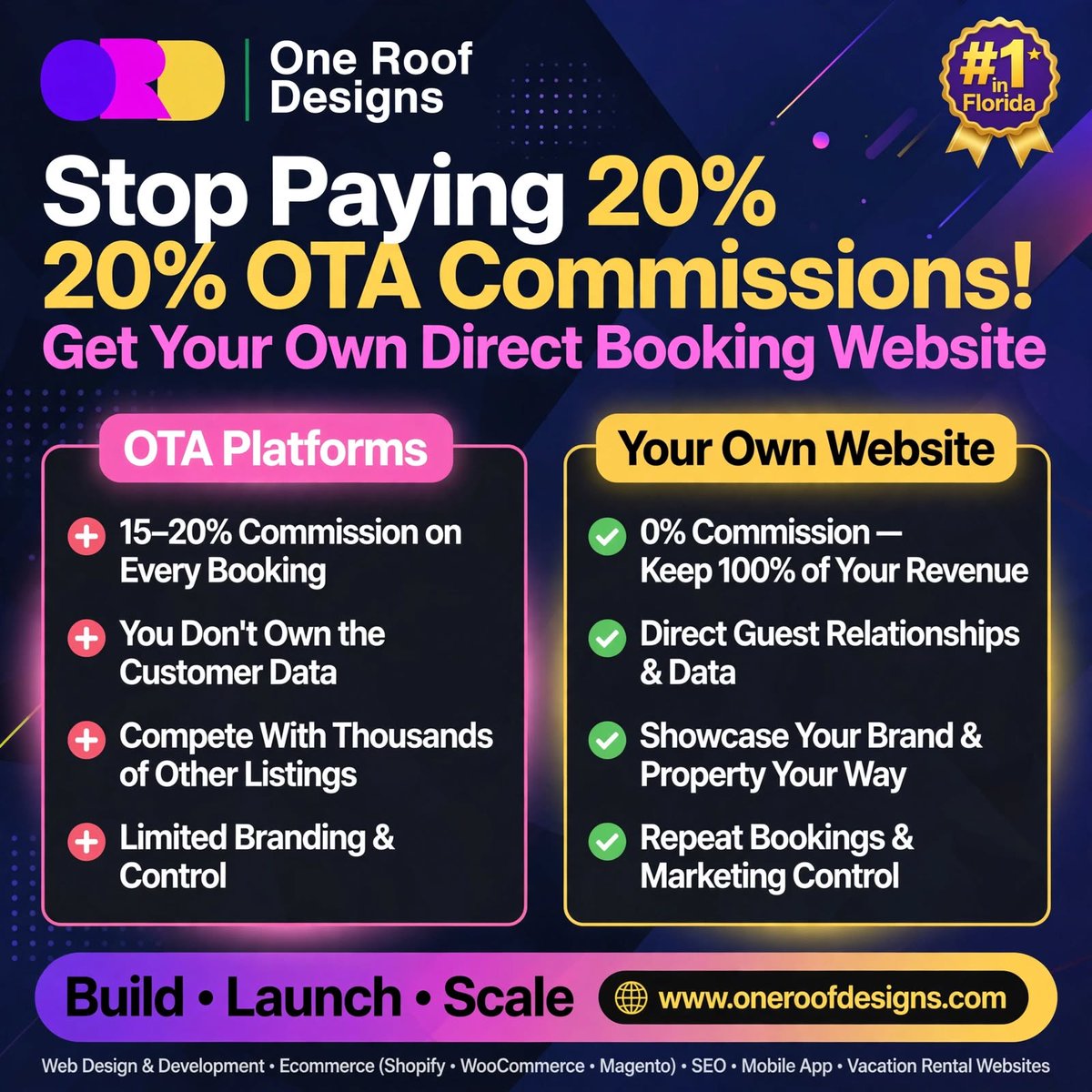 OneRoofDesigns1's tweet photo. Stop Paying 20% OTA Commissions! 😱
We are #1 in Florida for Vacation Rental Website Design.

Build • Launch • Scale
🌐 https://t.co/dEgay36cG7

#OneRoofDesigns #floridahomes #floridaliving #VacationRental #AirbnbOwners #AirbnbHost #VrboHost #airbnbhomes #airbnbsuperhost #vrbo https://t.co/dMav9CI34h