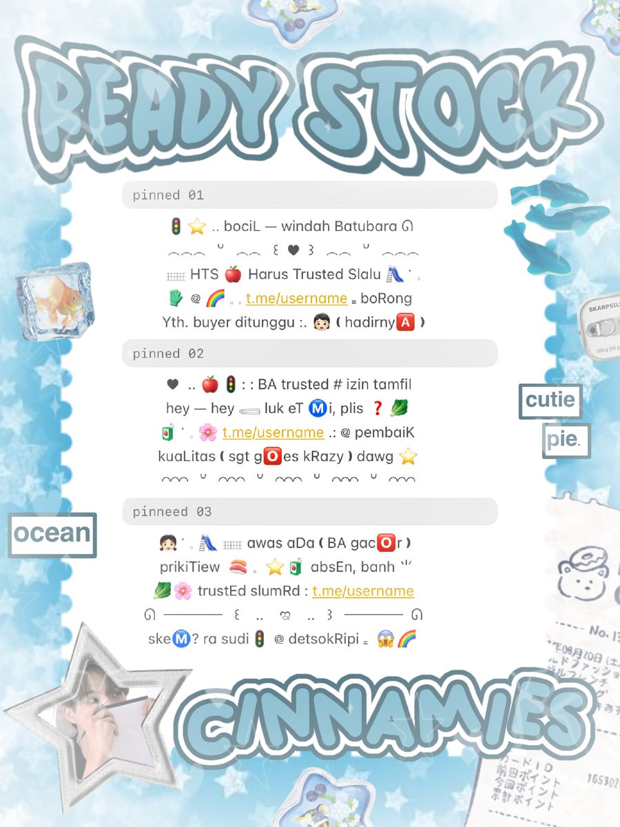 cinnyamies's tweet photo. ╭┈  ֹ   help repost? thankies, sweetie 🐳

{ II } ׁ ๑ 🪽.. haii, timan — timun ?! naka punya wording ready stock nih 𓏏𓏏 ִ ⊹  bio 3.500/each 𖢷 ׅ  ࣪  ⸝⸝ pinned, greetings 5.500/each💧🦴 yuk, ping chat:ie aku &amp;. take sekarang juga   𓈒˚ >___^ 

#bealanjaㅤ https://t.co/x7yER9YpPf