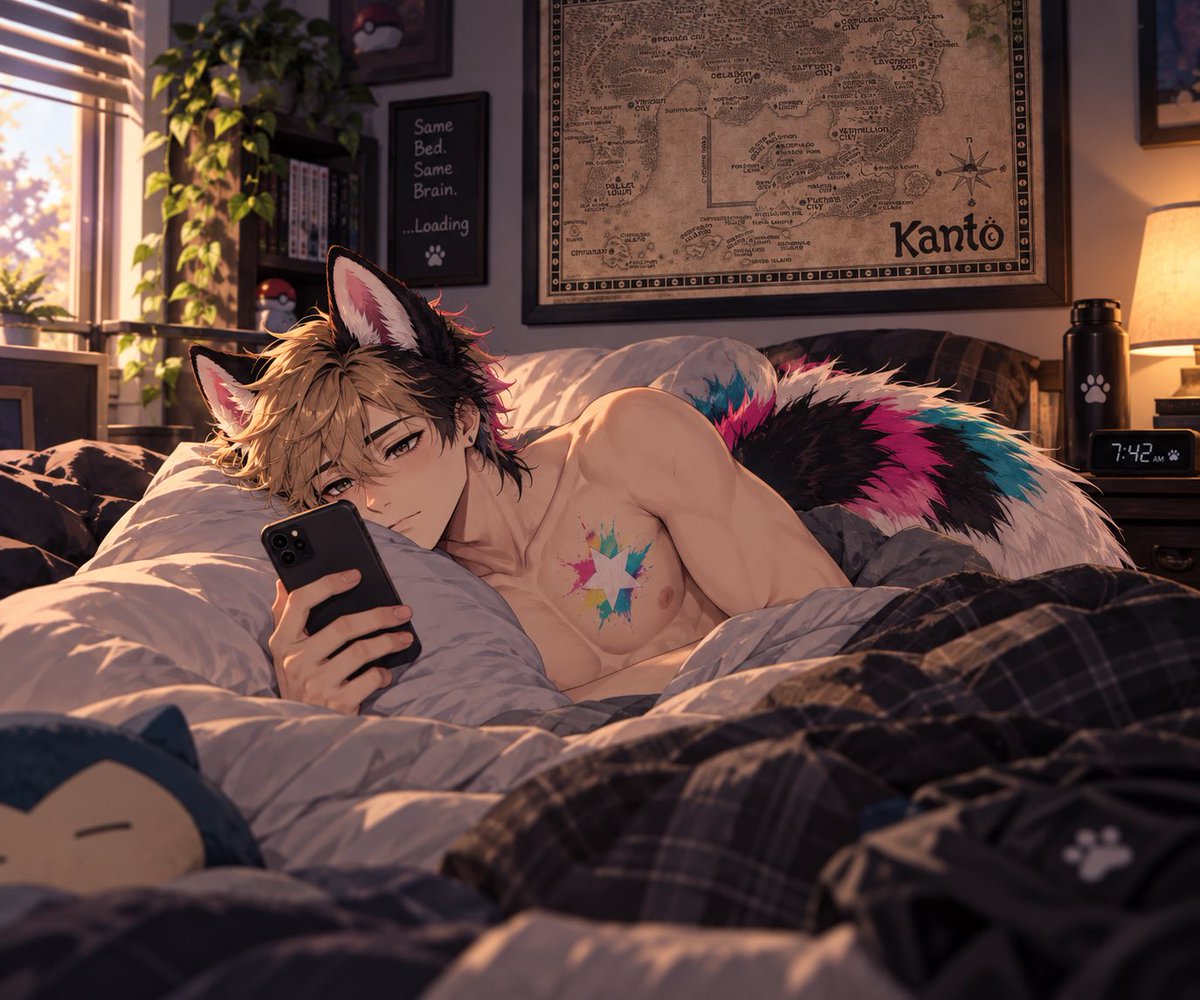 13Midnightjo's tweet photo. “Same Me, Different Morning” ☀️🩵🩷
#Fursona #Furry #AIFurryArt #Kemonomimi https://t.co/hKLcyJz3xQ