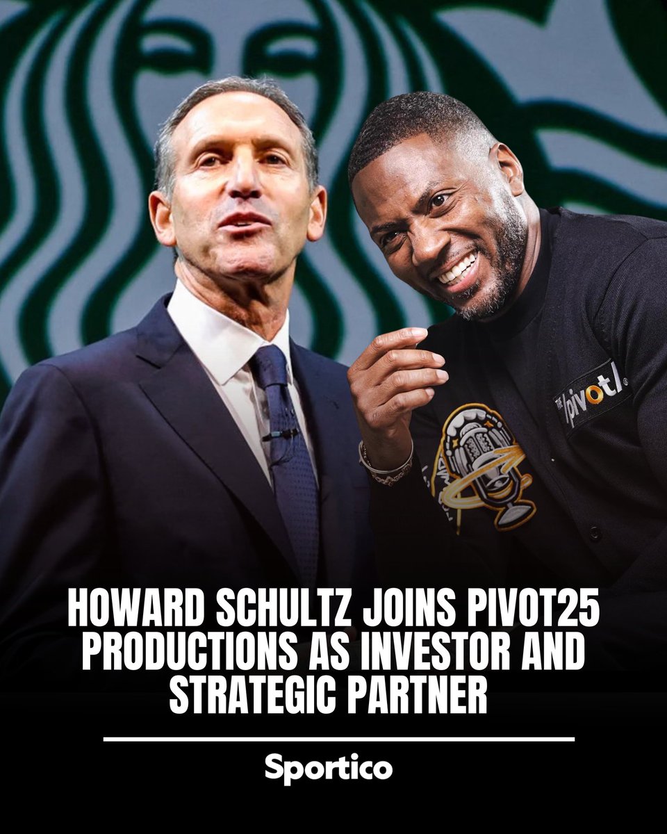 Sportico's tweet photo. Pivot25 Productions announced today that entrepreneur and former Starbucks chairman and CEO Howard Schultz has joined the company as a strategic partner and investor.

Schultz will work closely with Pivot25 Productions co-founders Super Bowl Champion Ryan Clark and 13-time Emmy Award-winning producer Alicia Zubikowski to expand the company’s brand, business and long-term cultural impact.
