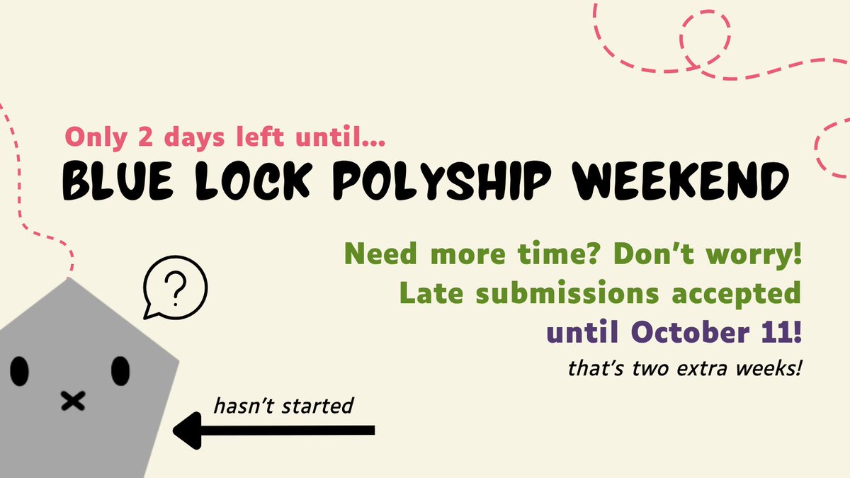 bllkpolyweek's tweet photo. 🖤 TWO DAYS UNTIL POLYSHIP WEEKEND! 🖤

No games today, just a quick announcement that we will be accepting late submissions through October 11th, two weeks after the final day of the event! So if you need more time, we've got you covered! https://t.co/eCHDjueW8r