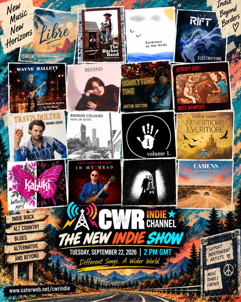 catorwebradio's tweet photo. #NowPlaying #TheNewIndieshow
@21degresmusic
@TheBarkerBand
@CharlieSmithMus
@theriftmusic
#WayneHallett
Emma Armstrong
#JustinSutton
#JeremyGrey
#TravisDolter
@BrokenColoursTG
#IBand
@haw40842
@BandKabuki
#JUSTJODYPROJECT
#LauraSilverstone
@camensuk https://t.co/rx8htV0eY5