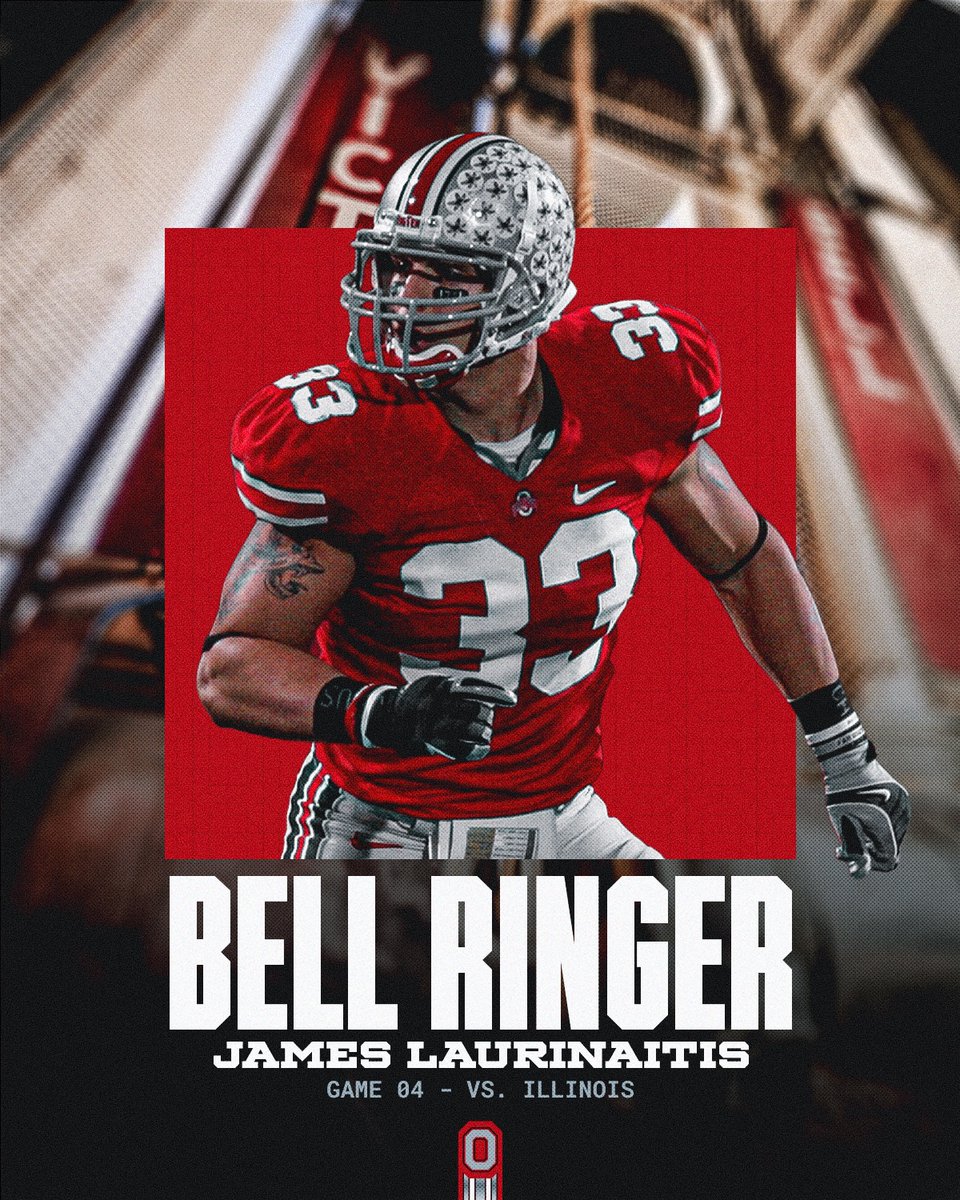 OhioStAthletics's tweet photo. The Bell Ringer for our first B1G Matchup of the season: James Laurinaitis 🔔

@OhioStateFB | #GoBucks https://t.co/3SJeJ6rUfe