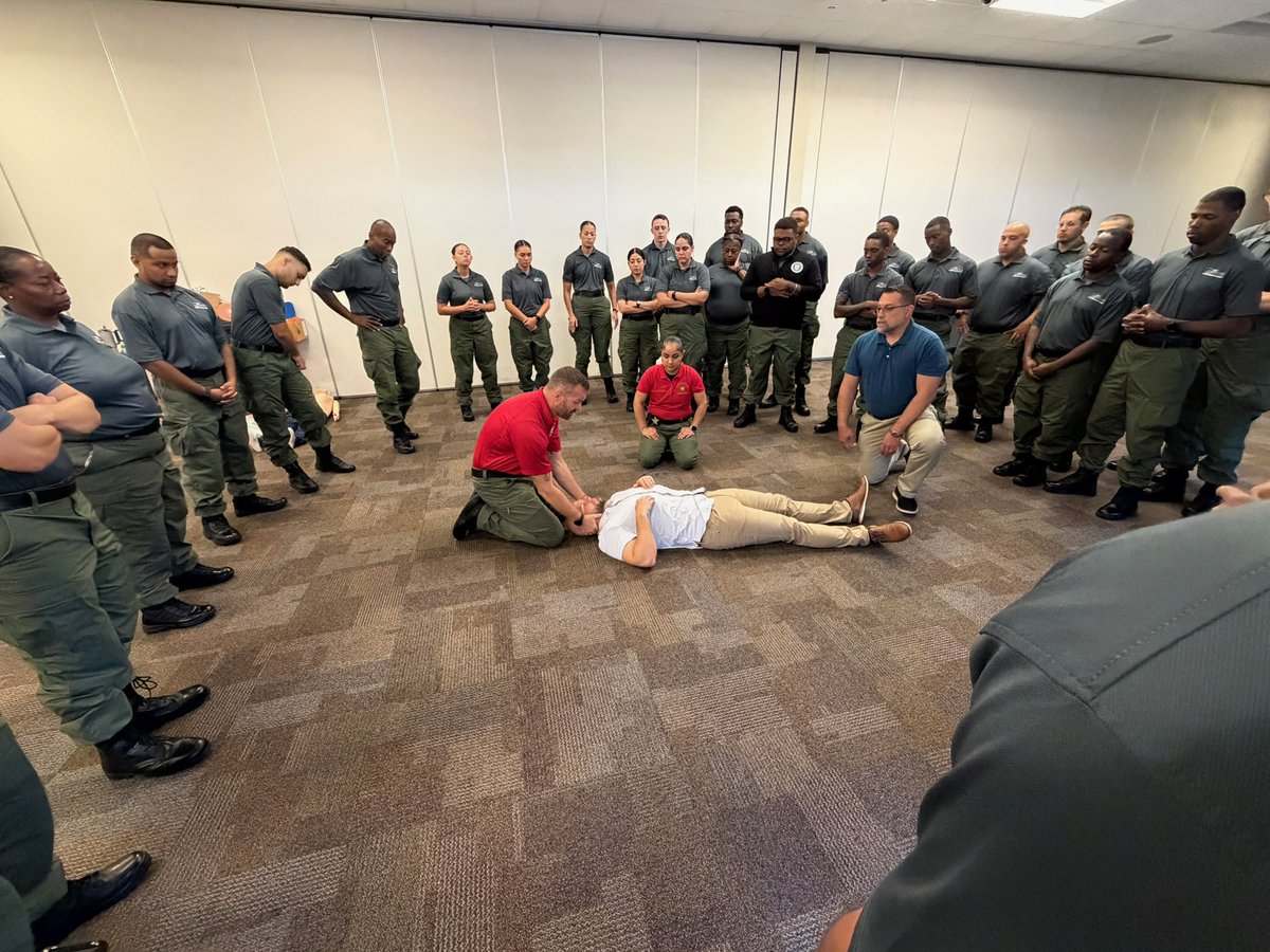 HCSOSheriff's tweet photo. Detention Class 26-05 cadets got hands-on training in first aid and victim stabilization.
These are the skills that turn the first few minutes of an emergency into a chance to save a life.
Every practice in the classroom today is preparation for the moment it matters. That's what it means to protect and serve.