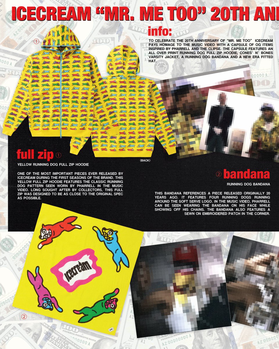 bbcicecream's tweet photo. Icecream “Mr. Me Too” 20th Anniversary Capsule. 

Featuring an all over print Running Dog full zip hoodie, Cones’ N’ Bones Varsity jacket, running dog bandana and a @newera fitted hat.

Available now at https://t.co/1dlN6Pzqsh, U.S. flagships. https://t.co/nt26wJZzrT