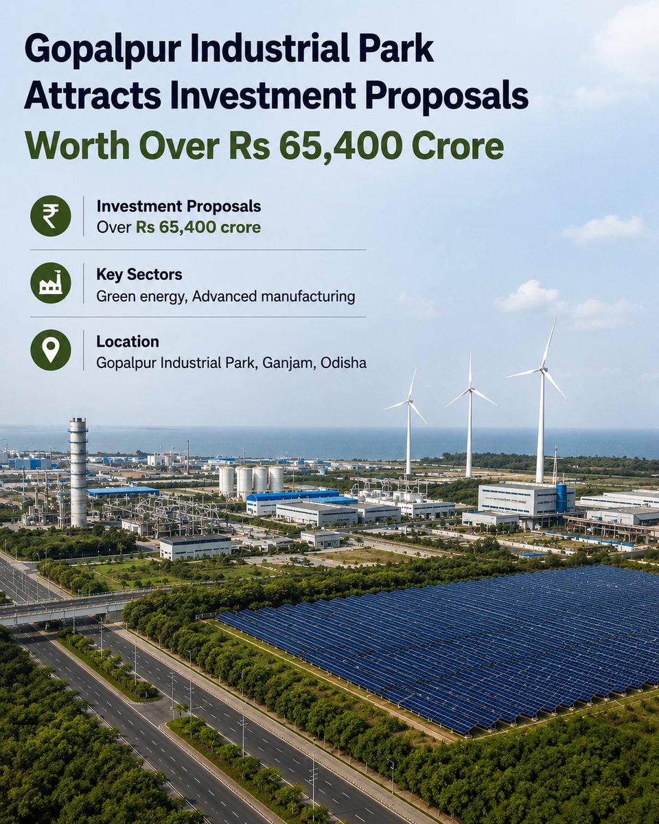 IndiaWithR9463's tweet photo. Gopalpur Industrial Park in #odisha attracts investment proposals worth over Rs 65,400 Crore.
#gopalpur #gopalpurindsutrialpark #odisha #india #developingindia #industries #newindustries #newjobs https://t.co/0tZwjRDE3Y