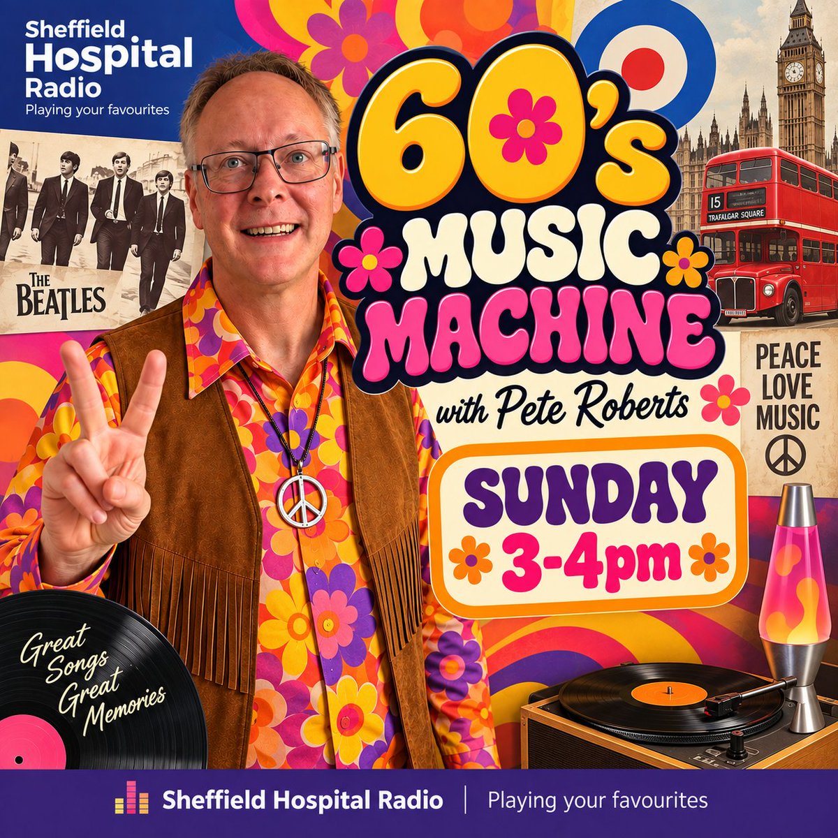 ListenToSHR's tweet photo. Pete has an hour packed with the greatest music of the swinging sixties, events, stories, facts and things that happened. Tune in now at... https://t.co/kJtRpcQQLY #SheffieldHospitalRadio #PeteRoberts #60sMusic #Sixties #GreatMusic #Radio #Sheffield #hospitalradio #1960s https://t.co/8poRcudw8j
