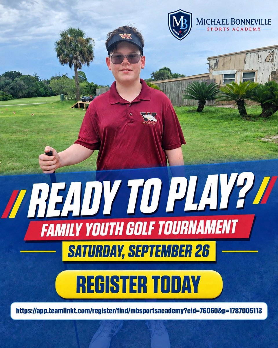 MBSportsAcademy's tweet photo. GET EXCITED! β³οΈπ¬ππΎππ»ββοΈ Family Youth Golf Tournament: Saturday, September 26, 2026! Register: https://t.co/oovUeVr7nX #FamilyGolf #YouthGolf #MBSA https://t.co/oAtzpSk5n3