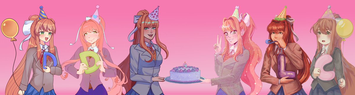 vadiplays's tweet photo. Happy Monikannirvesary!
This is a collaborative project with six artists I've worked with before.

#DokiDokiLiteratureClub #DDLC https://t.co/CAj52UIz6n