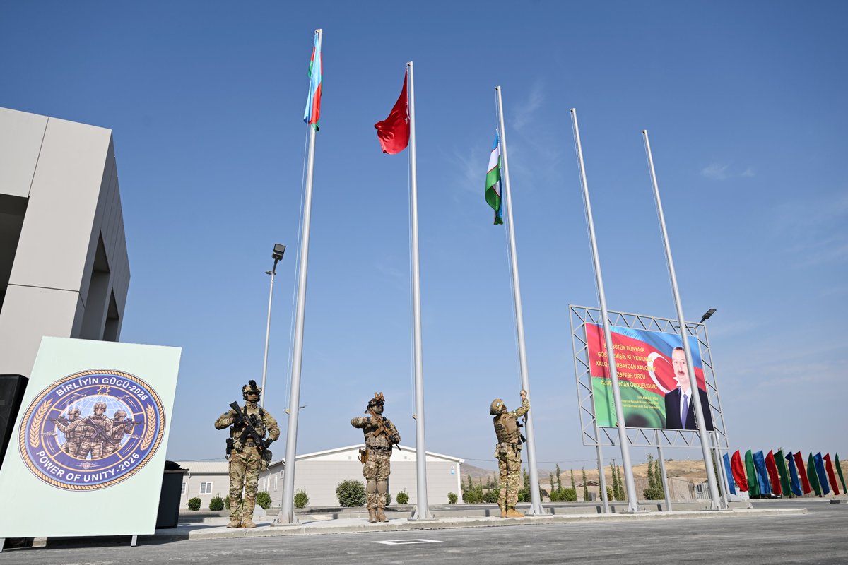 wwwmodgovaz's tweet photo. Gizilgaya Training Center hosts opening ceremony of #PowerOfUnity2026 Joint Military Exercise involving personnel from 🇦🇿 🇹🇷 🇺🇿 https://t.co/ZM6xdONJcL