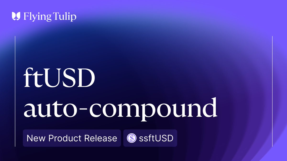 flyingtulip_'s tweet photo. Introducing ssftUSD, the auto-compounding ftUSD.

Unlike sftUSD, which pays yield in bought back FT, ssftUSD automatically converts its share of the yield into more ftUSD and adds it back to the vault.

As rewards compound over time, each ssftUSD  becomes redeemable for more ftUSD.

Links below 👇