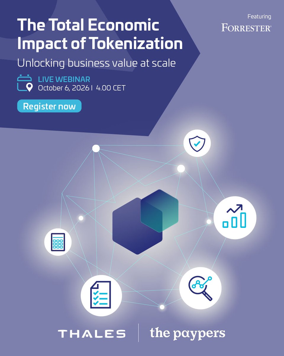 ThalesDigiSec's tweet photo. Is your tokenization strategy ready for what's next?

Join Thales, Forrester and The Paypers Live webinar on October 6,  4pm CET to explore the changing #tokenization landscape and what financial institutions can do today to prepare for tomorrow.

https://t.co/OvsHsRKH6A https://t.co/RMYGzPPeTS