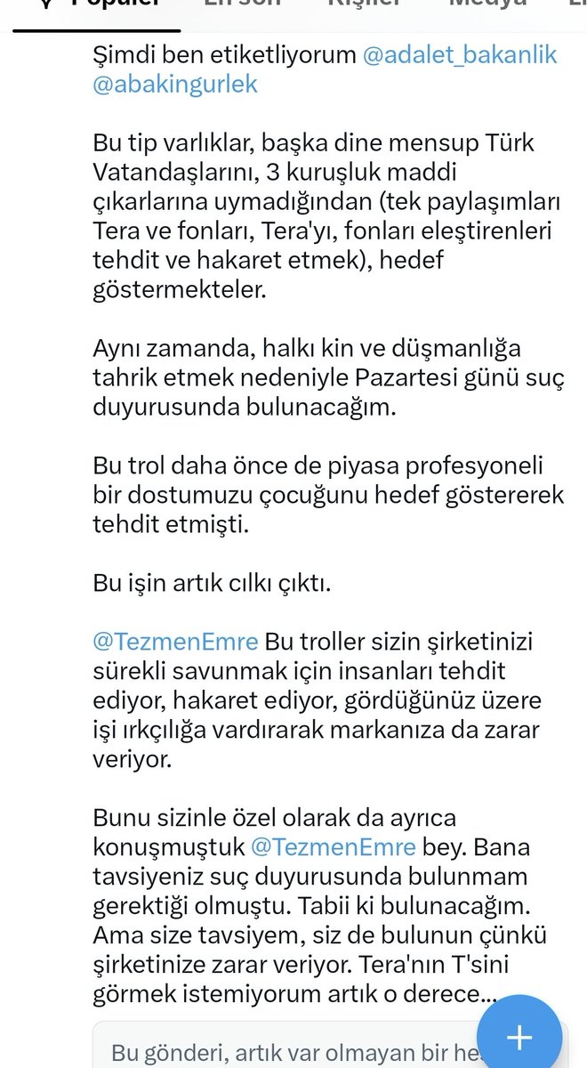 iriscibrelos's tweet photo. Sn Bakan @abakingurlek

Bu fon skandalı sadece işlem bazlı manipülasyona dayalı değil.

Aynı zamanda, sosyal medyada çok ciddi bir trol ağı kurulmuştu.

Bu trol ağı, o gün bu fonları eleştirenleri, ben dahil, hedef alırken bugün farklı algı operasyonları yürütmekteler.

Sosyal medyada, hem fonlar hem gerçekleşen operasyonlarla alakalı ciddi bir dezenformasyon süreci yürütmekteler. Amaç, dikkatleri dağıtmak, olması gerekenden farklı yöne çekmek ve gerçekleşen mağduriyeti sulandırmak.

Bu konuda da çalışma yapılmasının acil olduğu kanaatindeyim.
Arz ederim