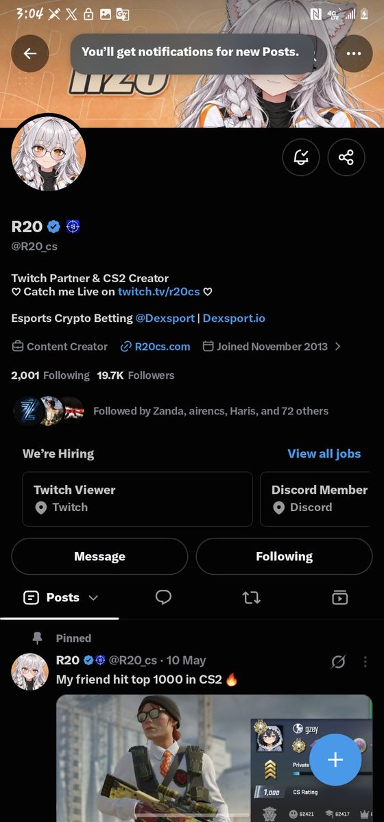 SolRunner7's tweet photo. @R20_cs @officialcsluck Followed with notif on 
Rooting for this 🙌 https://t.co/G6ODqbWzcu