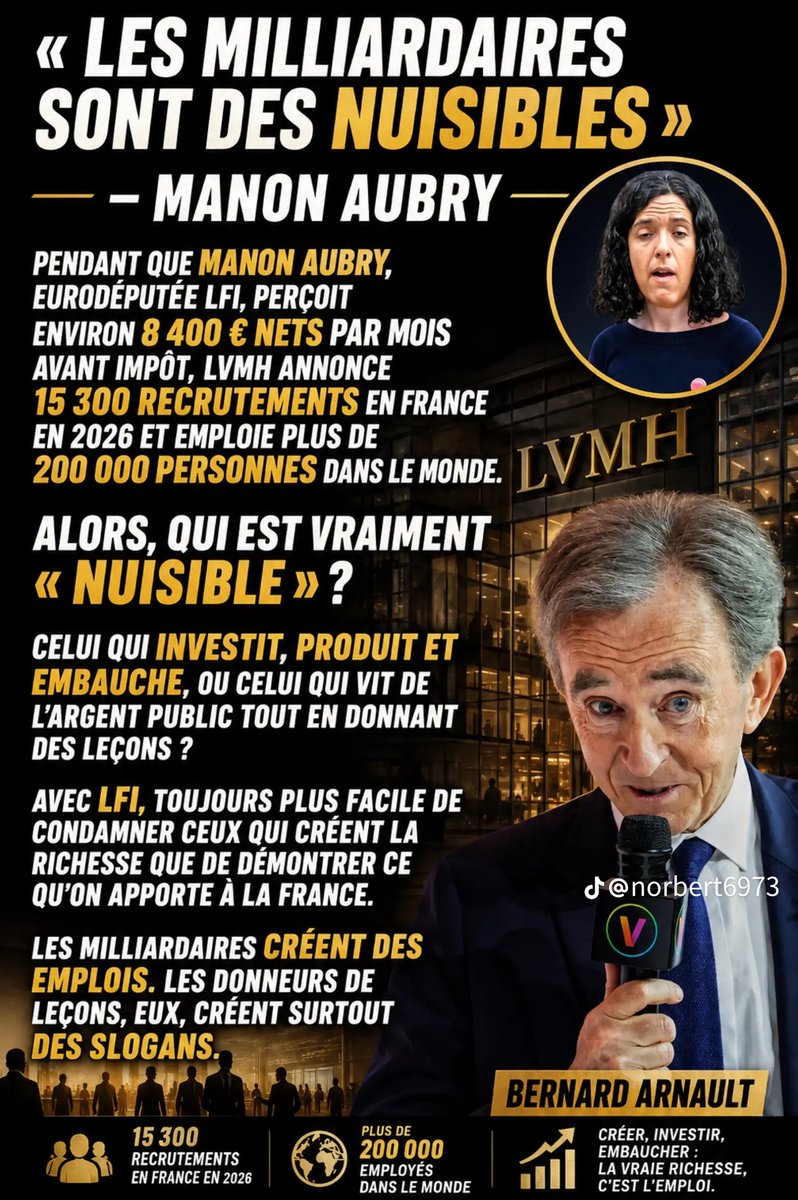 insolite41's tweet photo. #lvmh #aubry et oui les riches utiles #lfi lui crée rien https://t.co/tglOXWNK7c