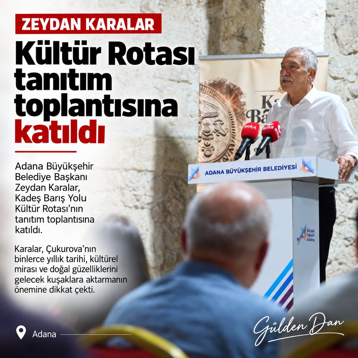 seyyah_1881's tweet photo. ZEYDAN KARALAR VE GÜNGÖR GEÇER, KADEŞ BARIŞ YOLU TANITIMINDA
Adana Büyükşehir Belediye Başkanı Zeydan Karalar ve Başkan Vekili Güngör Geçer, Kadeş Barış Yolu Kültür Rotası’nın tanıtım toplantısında konuklarla bir araya geldi.
@ZeydanKaralar01  @GungorGecer @Adana_Bld https://t.co/YEHlKMO8MX