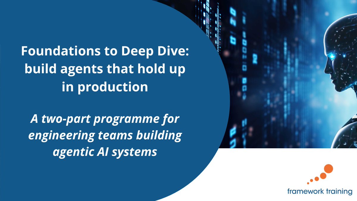 FrameworkTrain's tweet photo. Two courses, one programme: Foundations for the architecture (memory, orchestration, safety), Deep Dive for the build (Claude Code, Copilot, MCP servers, subagent teams).

Private training, built around your stack.

https://t.co/hALa0npcWw 

#AgenticAI #ClaudeCode https://t.co/KyUsZuau6p